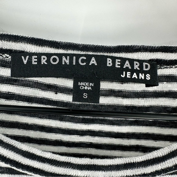 Veronica Beard Jeans Capri Linen Midi Dress Ruffle Black White Stripes Small - Picture 3 of 16